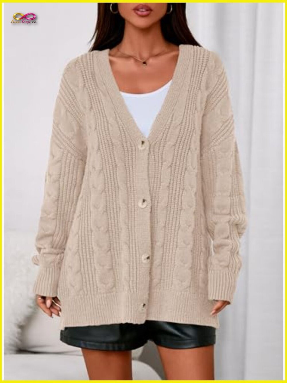 Chunky Cable Knit Cardigan Oversized Long Sleeve Open Front Cozy Sweater Coat - Picture 4 of 7
